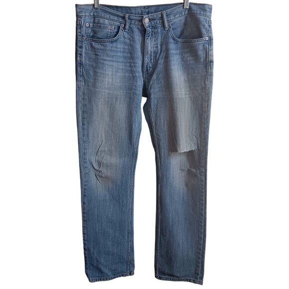 Levis Mens 514 Jeans W34 L34 Distressed Denim Relaxed Fit - Picture 1 of 6